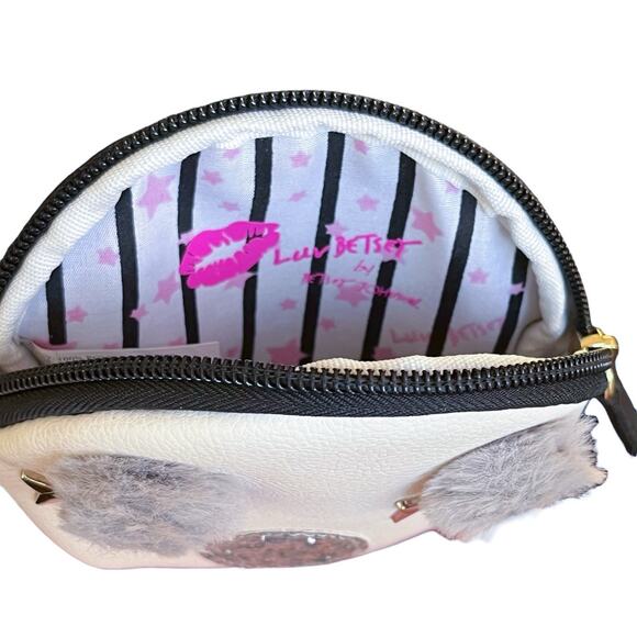 Luv Betsey Johnson 5" Round Baby Owl Coin Purse Clutch Zipper Pouch Glitter - Picture 6 of 9